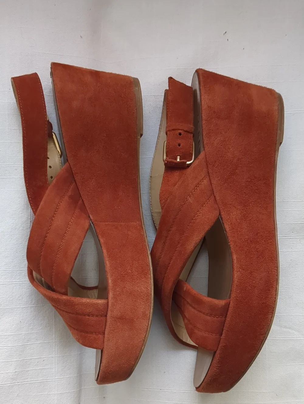 J. Crew Rust Suede Crisscross Slingback Sandals, Size 8